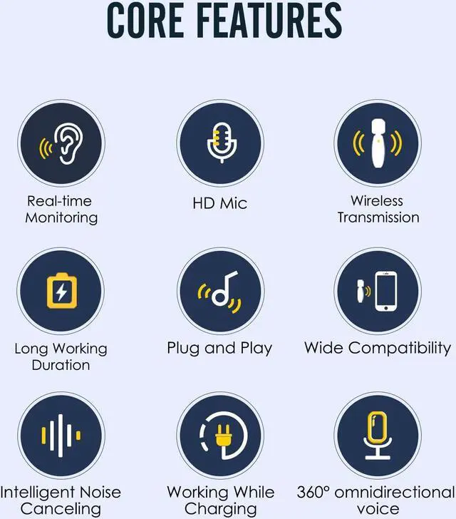 Alt view image 3 of 7 - Mericonn 3 in 1 Universal Receiver Lapel Microphone Set - Smart Noise Cancellation, Automatic Connection, 393ft Range, Compatible with iPhone/Android/Camera/PC, Includes 2 Pack