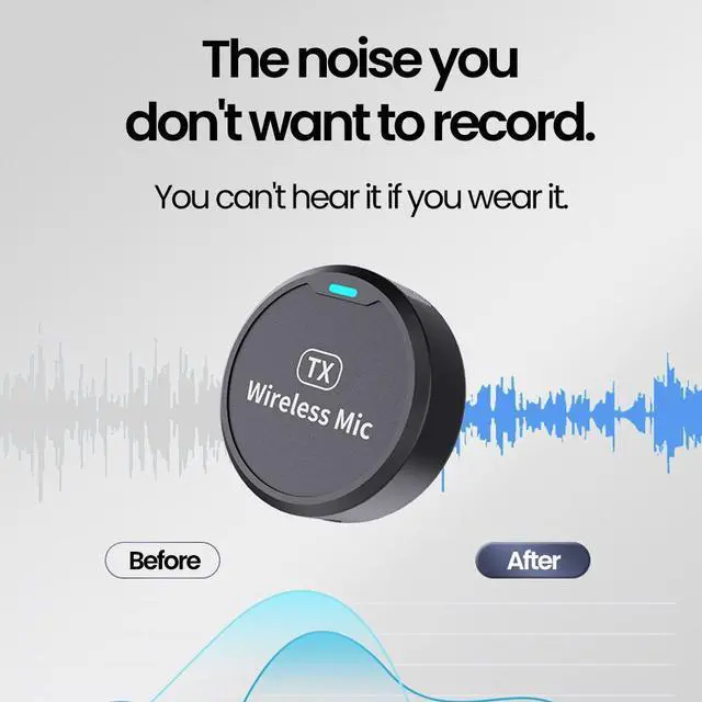 Alt view image 4 of 6 - Mericonn Wireless Lavalier Microphone - Dual Noise Reduction, Compact Button-Sized Design, Universal Phone Compatibility, 100 Ft Transmission, 20-Hour Battery Life