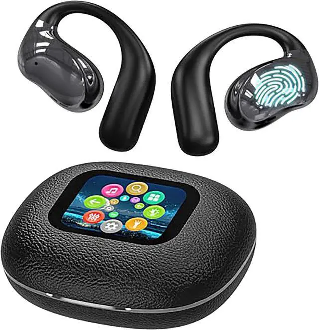 Main image of Mericonn Bluetooth 5.4 Earbuds with LED Smart Screen & ANC Noise Cancellation - Independent MP3 Mode, 48H Playtime, Black