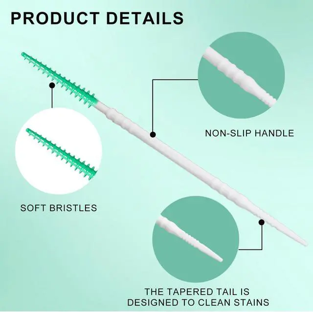 Alt view image 2 of 7 - Mericonn 200 PCS Interdental Brushes and Dental Floss Picks 2-in-1,Double Head Brush Picks for Teeth,Soft Interdental Toothpicks for Adults,Disposable Floss Picks, Green Color