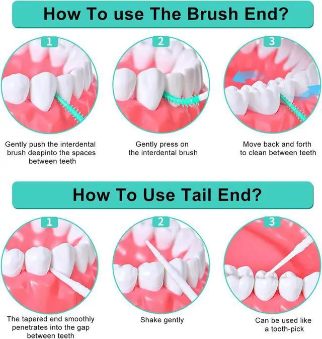 Alt view image 3 of 7 - Mericonn 200 PCS Interdental Brushes and Dental Floss Picks 2-in-1,Double Head Brush Picks for Teeth,Soft Interdental Toothpicks for Adults,Disposable Floss Picks, Orange Color