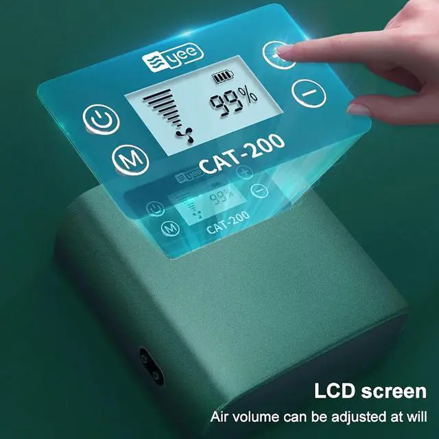 Alt view image 4 of 7 - Mericonn Aquarium Air Pump - Rechargeable Battery & Intelligent AC/DC Switch, LCD Display, Ultra Silent with Adjustable Airflow for Freshwater & Marine Tanks