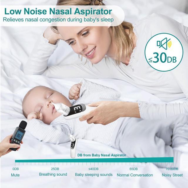 Alt view image 2 of 6 - Mericonn Electric Nasal Aspirator for Baby, Nose Aspirator for Toddlers, Waterproof Baby Nose Sucker, with 3 Silicone Tips, Adjustable Suction Level, Music and Light Soothing Function