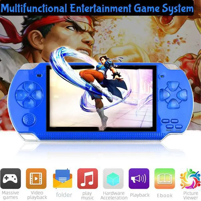 Alt view image 3 of 7 - Mericonn PSP Handheld Game Machine X6, 8GB, with 4.3 Inch High Definition Screen, Built-in Free Games, Blue