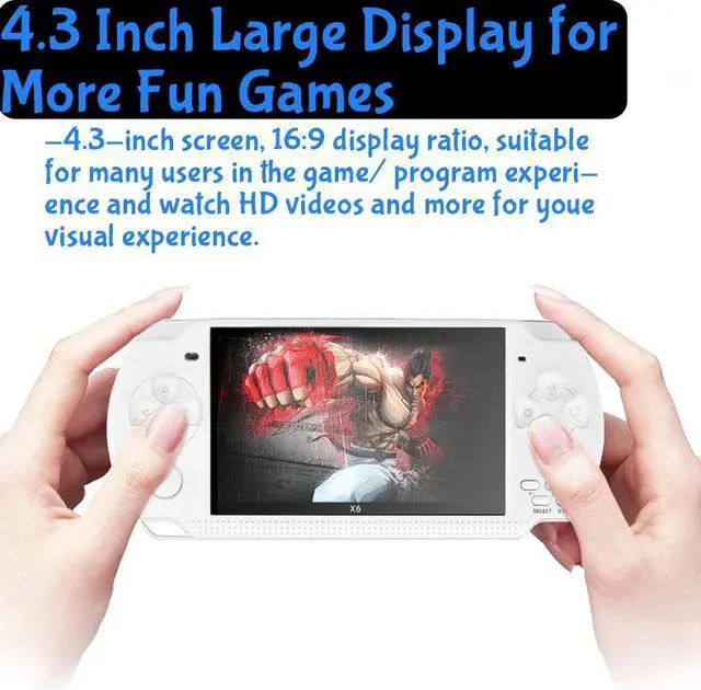 Alt view image 4 of 7 - Mericonn PSP Handheld Game Machine X6, 8GB, with 4.3 Inch High Definition Screen, Built-in Free Games, Blue