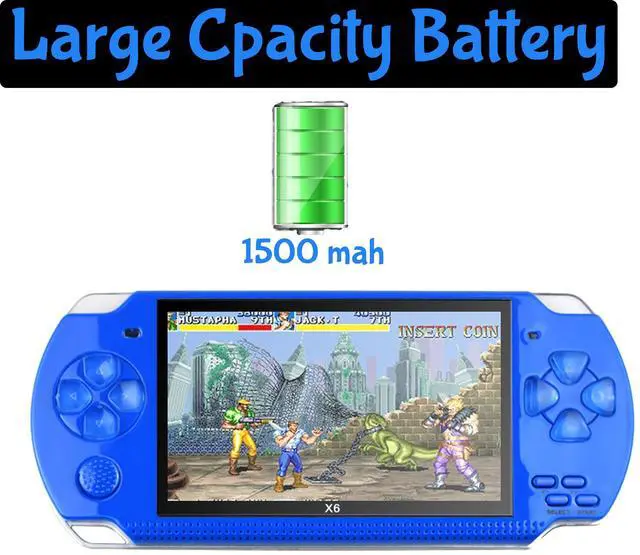 Alt view image 7 of 7 - Mericonn PSP Handheld Game Machine X6, 8GB, with 4.3 Inch High Definition Screen, Built-in Free Games, Blue