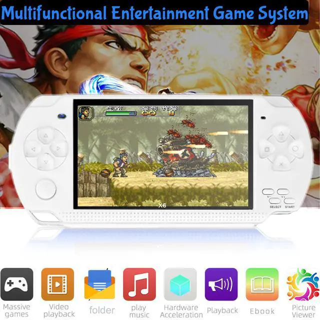Alt view image 4 of 7 - Mericonn PSP Handheld Game Machine X6, 8GB, with 4.3 Inch High Definition Screen, Built-in Free Games, White