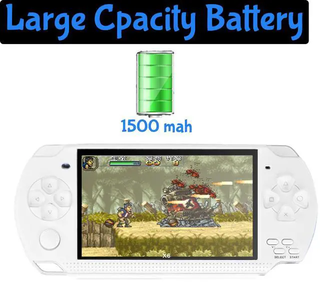 Alt view image 6 of 7 - Mericonn PSP Handheld Game Machine X6, 8GB, with 4.3 Inch High Definition Screen, Built-in Free Games, White
