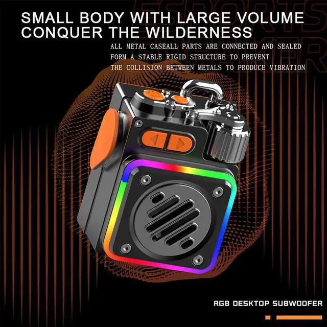 Alt view image 2 of 5 - Mericonn Portable Bluetooth Speaker with RGB Lights, 6H Playtime, IP67 Waterproof, Compact Metal Body for Outdoor Travel & Gaming - E-Sports Light Effect, Bluetooth 5.4