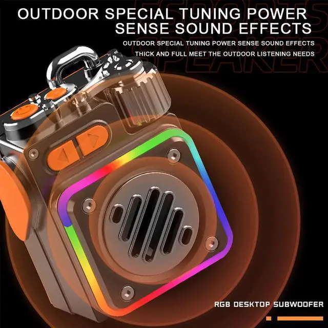 Alt view image 4 of 5 - Mericonn Portable Bluetooth Speaker with RGB Lights, 6H Playtime, IP67 Waterproof, Compact Metal Body for Outdoor Travel & Gaming - E-Sports Light Effect, Bluetooth 5.4