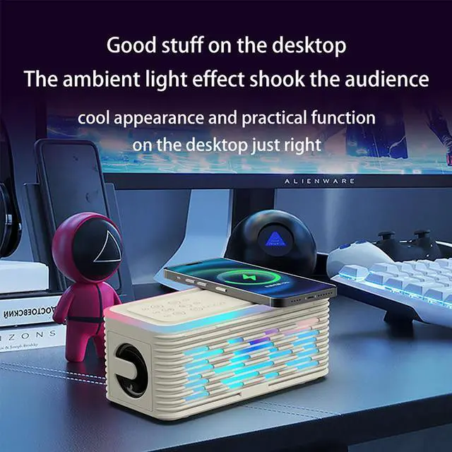 Alt view image 2 of 5 - Mericonn MUSIC SYNC RGB Bluetooth Speaker with 15W Wireless Charger & Deep Bass, Dual Pairing, White Noise Mode, 20W Powerful Sound  Portable Party Speaker for Home, Outdoor