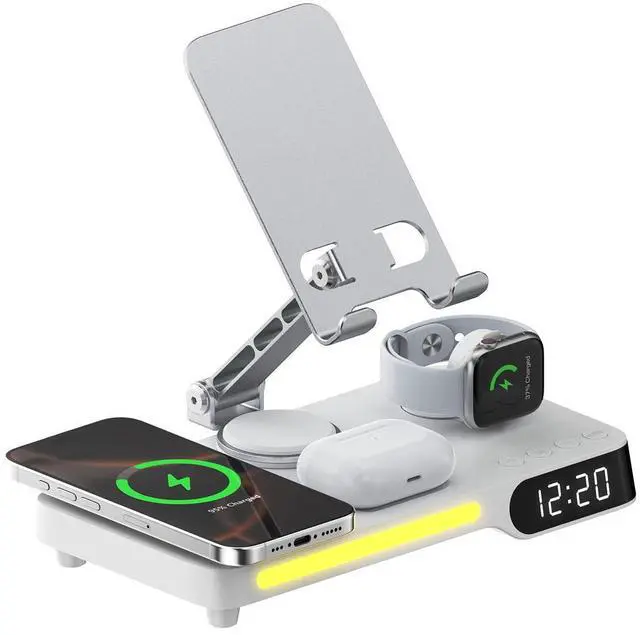 Alt view image 3 of 7 - MERICONN Wireless Charger,7 in 1 Wireless Charging Station, Fast Wireless Charger Stand for iPhone 14/13/12/11/Pro/Max/XS/XR/X/8/Plus, for Apple Watch 7/6/5/4/3/2/SE, for AirPods 3/2/Pro(white)