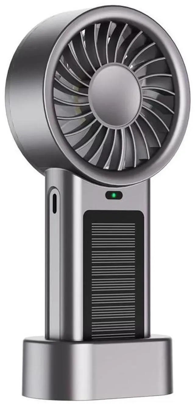 Main image of Portable Solar Handheld Fan, Rechargeable Personal Fan with Base, 5 Speeds, Compact & Lightweight for Home Office Travel Camping Outdoor