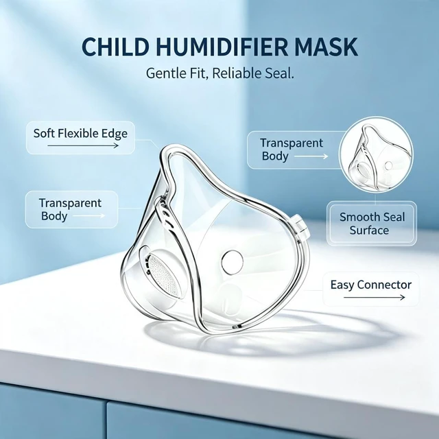 Alt view image 3 of 6 - Adult Kids Portable Humidifier Mask Accessories 3PCS Includes Mouthpiece Replacement Set