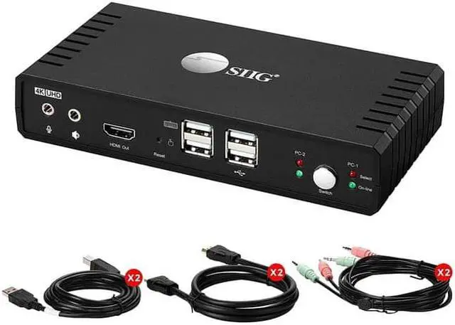 Alt view image 12 of 12 - SIIG AC CEKV0811S1 2Port HDMI20 Video Console KVM Switch with USB20