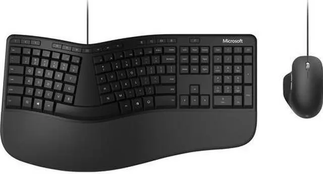 Alt view image 11 of 20 - Microsoft Ergonomic Desktop - Black - Wired, Comfortable, Ergonomic Keyboard and Mouse Combo, with Cushioned Wrist and Palm Support. Split Keyboard. Dedicated Office Key.