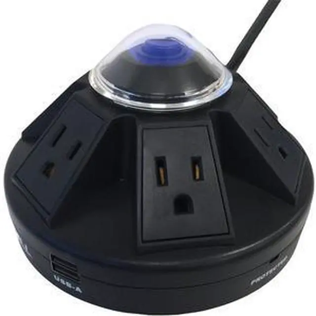 Alt view image 5 of 8 - Accell D080B-015K Powramid Power Center - Surge Protector and USB Charging Station, 6 ft (1.8 m), Retail Box, Black
