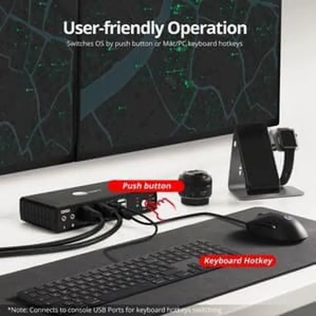 Alt view image 12 of 15 - SIIG 2 Port 4K HDMI 2.0 Dual-Head Console KVM Switch with USB 2.0 - Dual 4K Displays , Supports Display Auto Scan