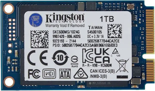 Alt view image 20 of 20 - 1024G SSD KC600 SATA3 MSATA