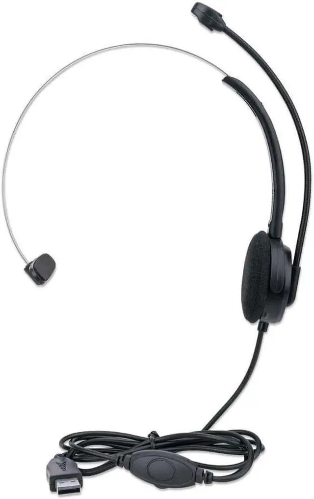 Alt view image 8 of 20 - Manhattan Mono On-Ear USB Headset with Microphone 179867