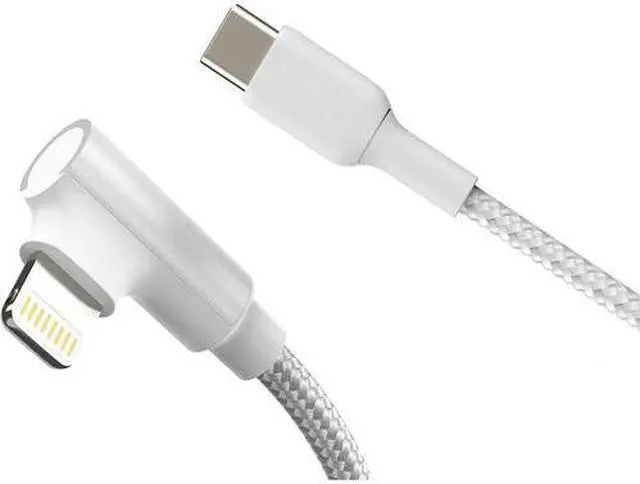 Alt view image 2 of 2 - 4XEM 4XLIGHTNING3RAW White USB-C to Lightning Right Angled 3 FT Charging Cable