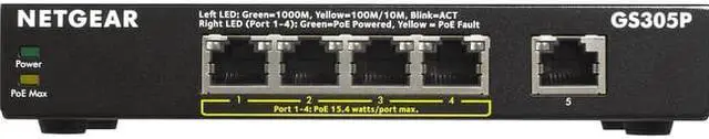 Alt view image 16 of 18 - NETGEAR 5-Port Gigabit Ethernet Unmanaged PoE Switch (GS305P v2) - with 4 x PoE+ @ 63W, Desktop or Wall Mount