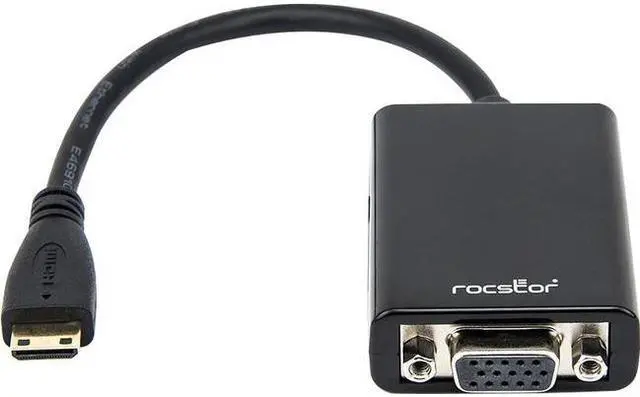Alt view image 12 of 19 - Rocstor Y10A185-B1 6In Mini Hdmi To Vga Adapter Male To Vga Female Black