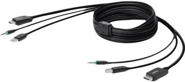 Alt view image 14 of 14 - Belkin 10ft Secure DisplayPort + USB A/B +Audio KVM Combo Cable F1D9019B10T