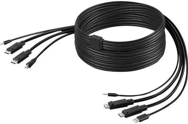 Alt view image 16 of 16 - Belkin F1D9020B10T 10ft Dual Head DP/USB/Audio M/M KVM Combo Cable Black