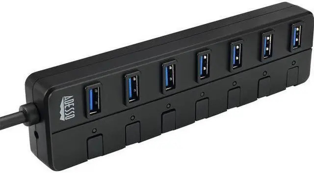 Alt view image 19 of 20 - Adesso AUH-3070P 7-Port USB 3.0 Hub with Individual Power Switch & Power Adapter