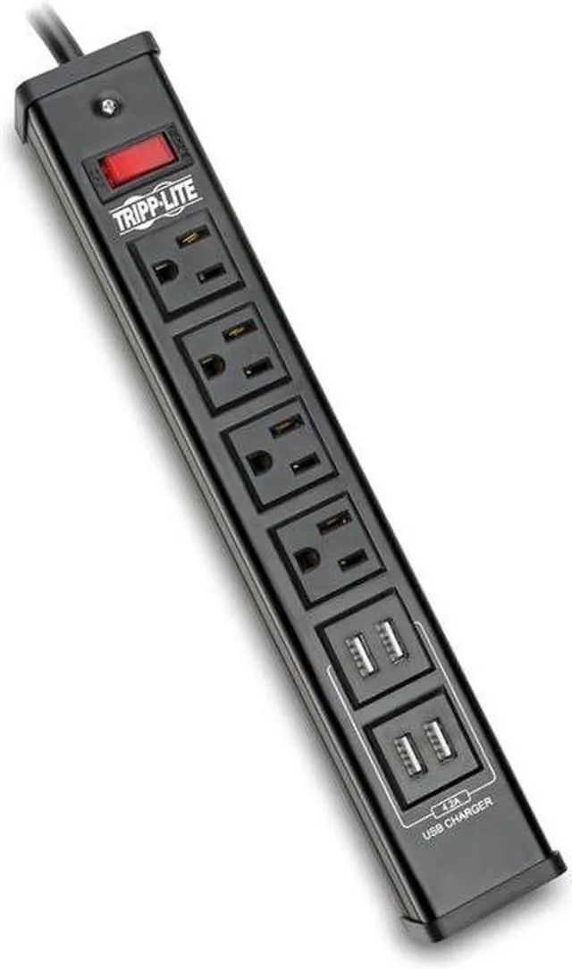 Alt view image 9 of 10 - TRIPP LITE TLM446USBB 6.0 Feet 4 Outlets 450 Joules Surge Protector with Metal Housing