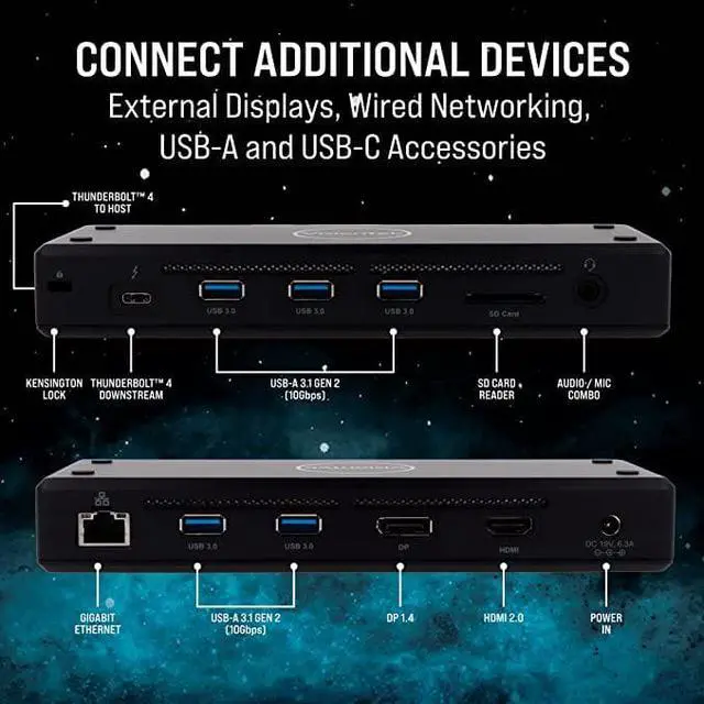 Alt view image 12 of 20 - VisionTek Dual Display 4K Thunderbolt 4 Docking Station w/ 80W Power Delivery