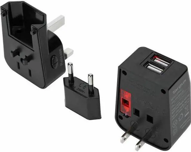 Alt view image 10 of 12 - Targus World Travel Power Adapter with Dual USB Charging Ports - APK032US