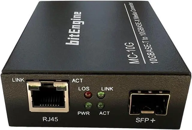 Alt view image 2 of 7 - 10G Media Converter, 10 Gigabit Copper to 10G Fiber Ethernet, Unmanaged 1x 1G/2.5G/5G/10GBase-T RJ45 to 1x 10GBase-X SFP+ Slot, Support 10G SR/LR SFP+ Module, Single