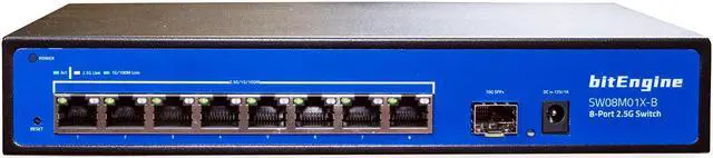 Alt view image 3 of 6 - bitEngine 8 Port 2.5G Unmanaged Ethernet Switch with 10G SFP+ Uplink, 60Gbps Switching Capacity, Metal Fanless Design, Desktop/Wall-Mount, Plug & Play