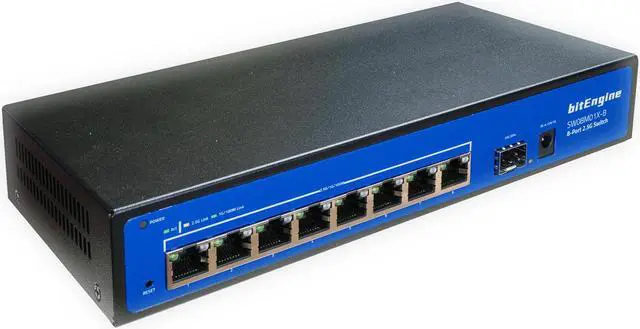 Alt view image 2 of 6 - bitEngine 8 Port 2.5G Unmanaged Ethernet Switch with 10G SFP+ Uplink, 60Gbps Switching Capacity, Metal Fanless Design, Desktop/Wall-Mount, Plug & Play