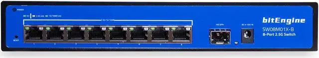 Alt view image 6 of 6 - bitEngine 8 Port 2.5G Unmanaged Ethernet Switch with 10G SFP+ Uplink, 60Gbps Switching Capacity, Metal Fanless Design, Desktop/Wall-Mount, Plug & Play
