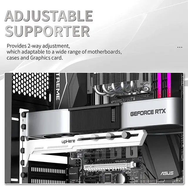 Alt view image 6 of 7 - G276WT White Graphics Card GPU Brace Support Video Card Sag Holder/Holster Bracket,Adjustable Length and Height Support,G276WT