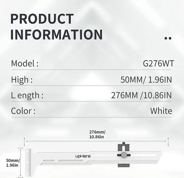 Alt view image 3 of 7 - G276WT White Graphics Card GPU Brace Support Video Card Sag Holder/Holster Bracket,Adjustable Length and Height Support,G276WT
