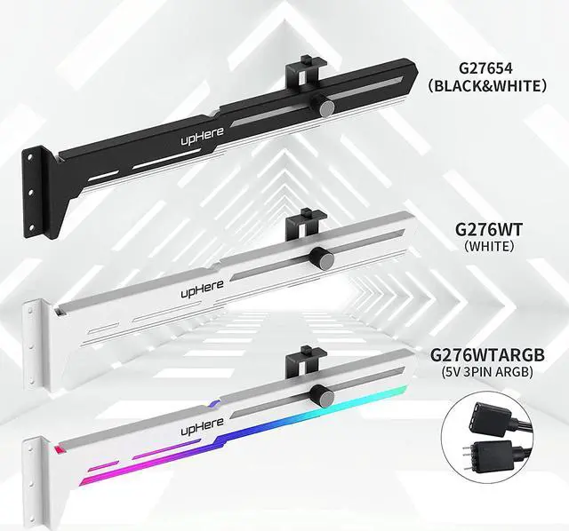 Alt view image 2 of 7 - G276WT White Graphics Card GPU Brace Support Video Card Sag Holder/Holster Bracket,Adjustable Length and Height Support,G276WT