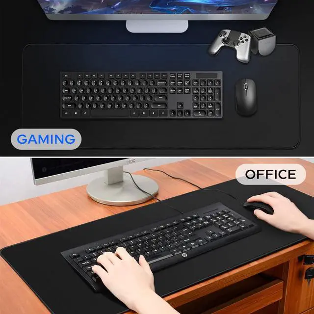 Alt view image 2 of 7 - Large Gaming Mouse Pad with Stitched Edges, Extended Mousepad with Superior Micro-Weave Cloth, Non-Slip Base, Water Resist Keyboard Pad, Desk Mat for Gamer, Office & Home, 31.5 x 15.7 in, Black