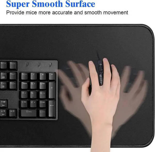 Alt view image 5 of 7 - Large Gaming Mouse Pad with Stitched Edges, Extended Mousepad with Superior Micro-Weave Cloth, Non-Slip Base, Water Resist Keyboard Pad, Desk Mat for Gamer, Office & Home, 31.5 x 15.7 in, Black