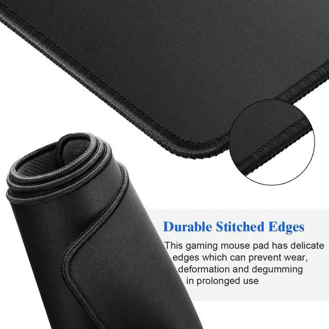 Alt view image 7 of 7 - Large Gaming Mouse Pad with Stitched Edges, Extended Mousepad with Superior Micro-Weave Cloth, Non-Slip Base, Water Resist Keyboard Pad, Desk Mat for Gamer, Office & Home, 31.5 x 15.7 in, Black