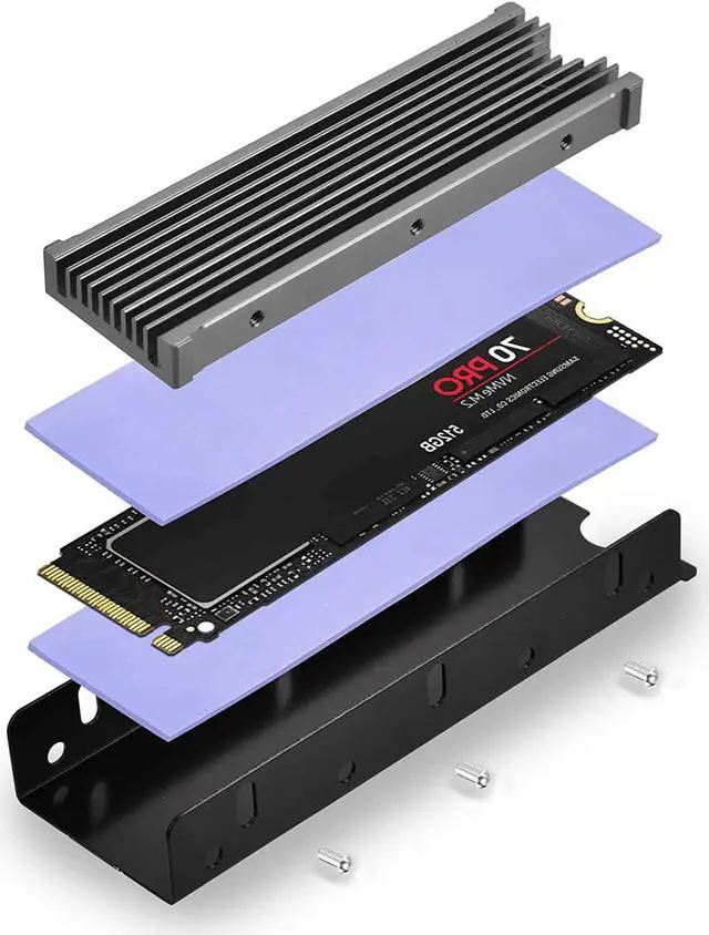 Alt view image 3 of 5 - M.2 2280 SSD Heatsink, PCIE NVME or SATA M.2 2280 SSD Double-Sided Heat Sink, M.2 SSD Heatsink for PS5/ PC, Support Samsung 990 980 Pro & WD Black SN770 SN850