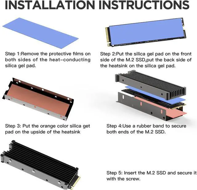 Alt view image 2 of 5 - M.2 2280 SSD Heatsink, PCIE NVME or SATA M.2 2280 SSD Double-Sided Heat Sink, M.2 SSD Heatsink for PS5/ PC, Support Samsung 990 980 Pro & WD Black SN770 SN850