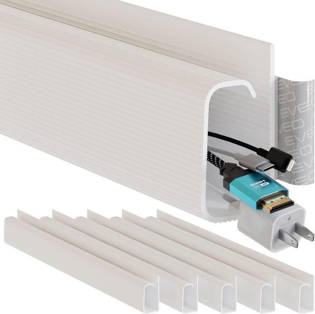 Cable Management 96'' J Channel-6 Pack Cord Cover- Cable Raceway - Cable  Management Under Desk, Adhesive Stripe Built-in 6X16in- Easy to Install  Desk Cord Organizer- Cable management tray White 