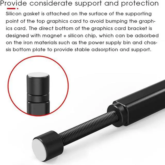 Alt view image 2 of 7 - GPU Support Bracket Graphics Card GPU Brace Support, Video Card Sag Holder Bracket Universal VGA Graphics Card Holder for Computer Cases GPU Stand Magnetic Graphics Card Bracket