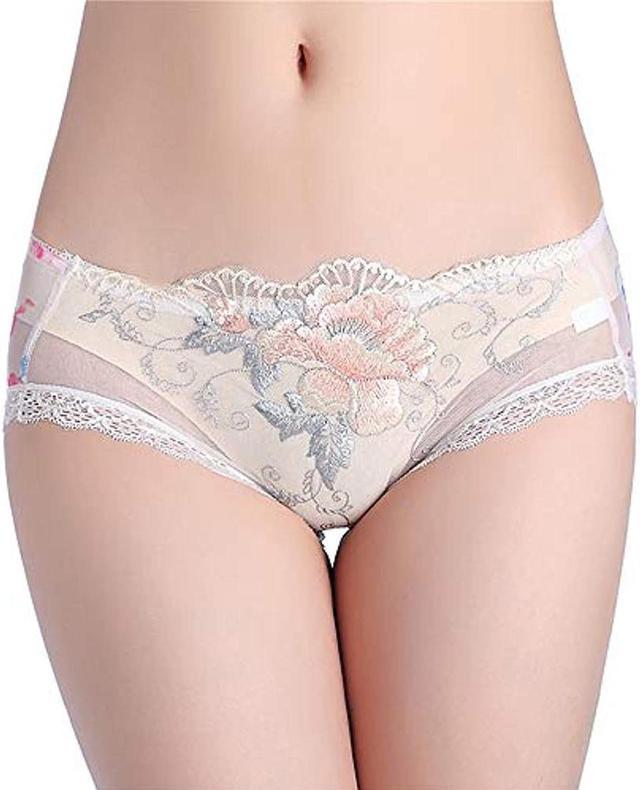 Floral Embroidered Lace Sexy Thong Transparent Underwear Low Waist