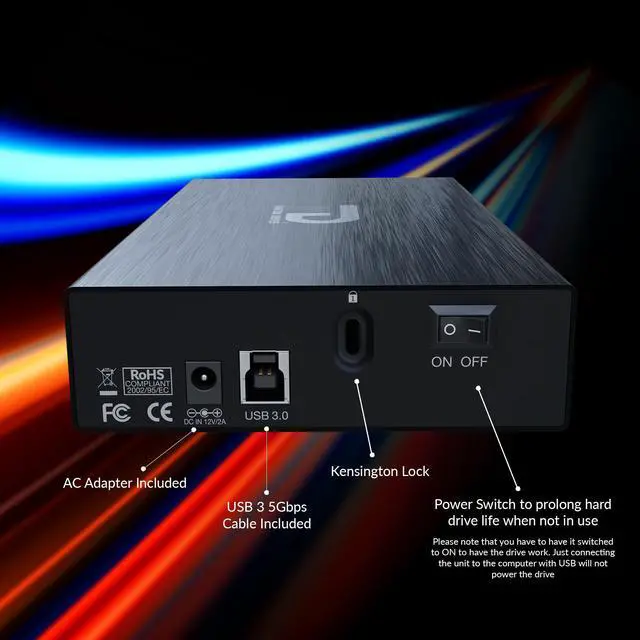 Alt view image 3 of 18 - Fantom Drives 8TB External Hard Drive - GFORCE 3 Pro 7200RPM, USB3, Aluminum (GF3B8000UP)