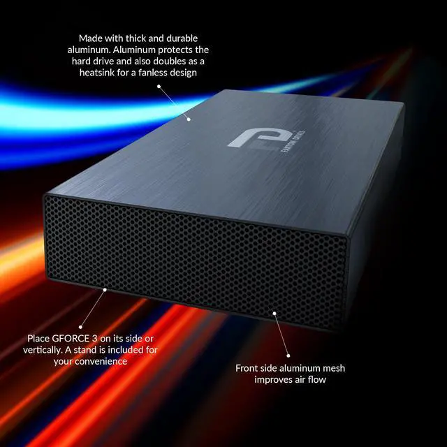 Alt view image 2 of 18 - Fantom Drives 8TB External Hard Drive - GFORCE 3 Pro 7200RPM, USB3, Aluminum (GF3B8000UP)